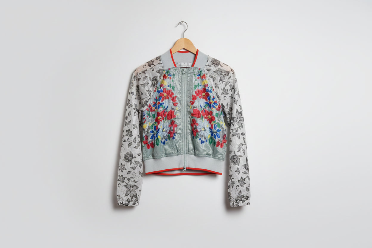 Stella McCartney (XS) Adidas Track Jacket UK 6 8 EU 34 36 Printed Light Blue Floral