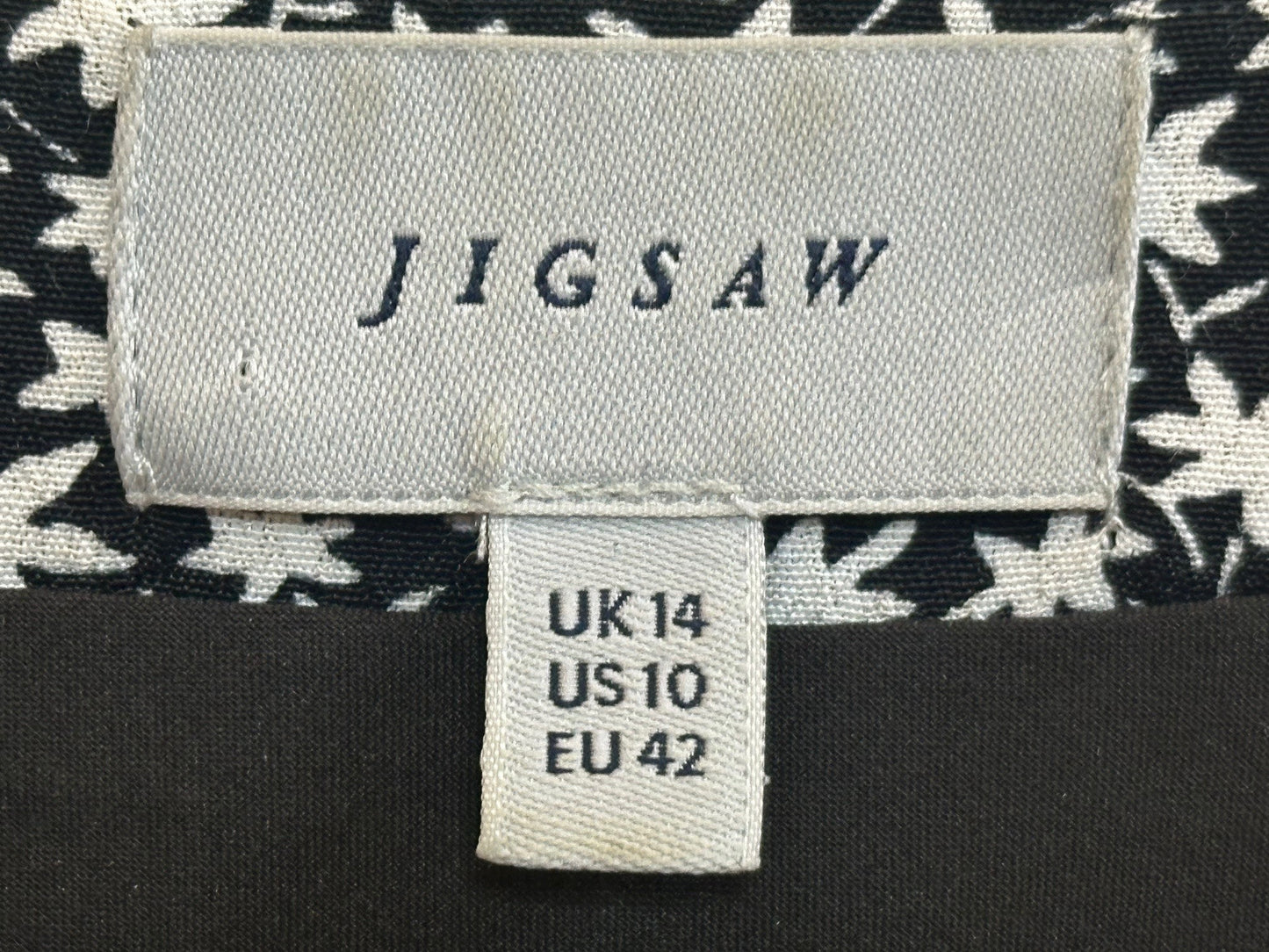 JIGSAW Dress Knee Length Black and White Floral Print UK 14
