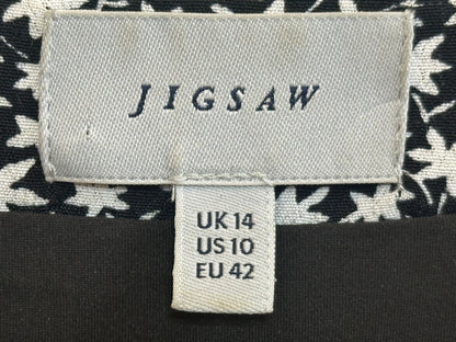 JIGSAW Dress Knee Length Black and White Floral Print UK 14 (USED)
