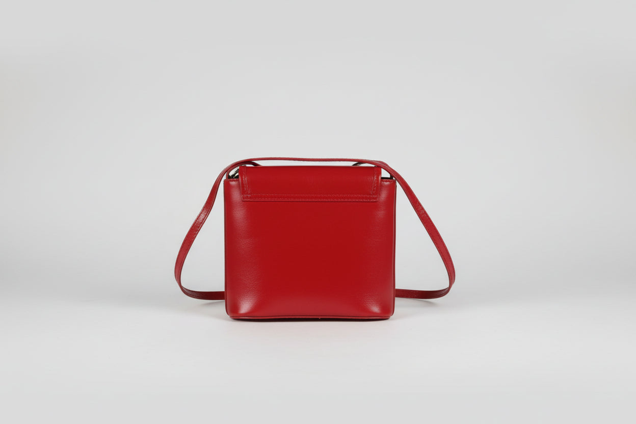 Red Genuine Leather Handbag Made in Italy Good Condition
