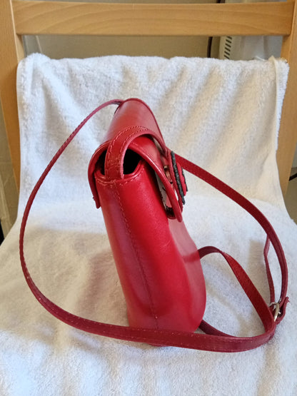 Red Genuine Leather Handbag Made in Italy Good Condition