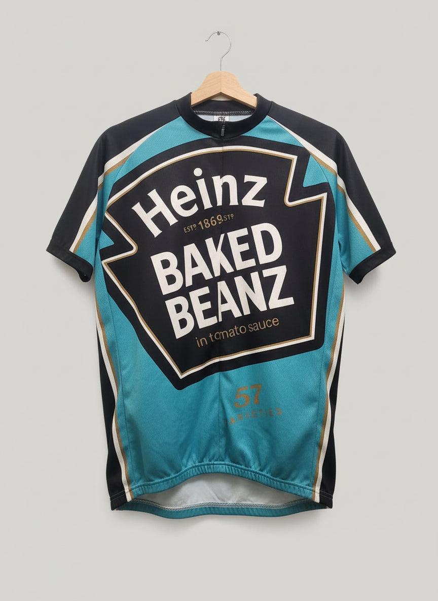 Cycling Foska Jersey Shirt HEINZ BEANS Men Zip Size S With 3 Back Pockets