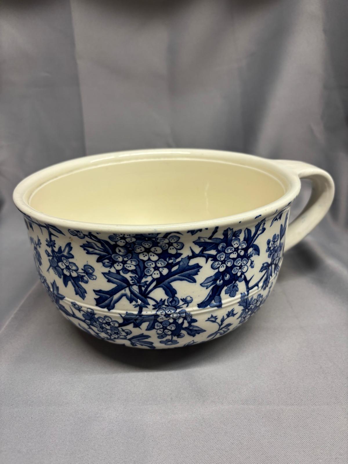 Blue & White Ceramic Potty Bed Pan Vintage Floral Print