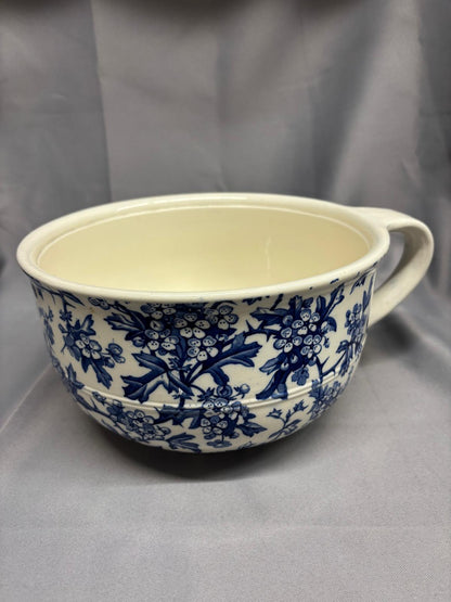 Blue & White Ceramic Potty Bed Pan Vintage Floral Print