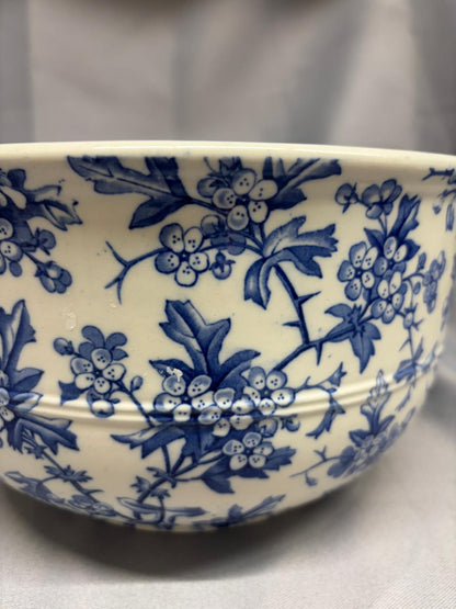 Blue & White Ceramic Potty Bed Pan Vintage Floral Print