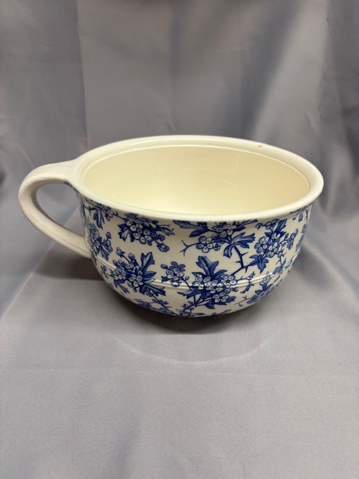 Blue & White Ceramic Potty Bed Pan Vintage Floral Print