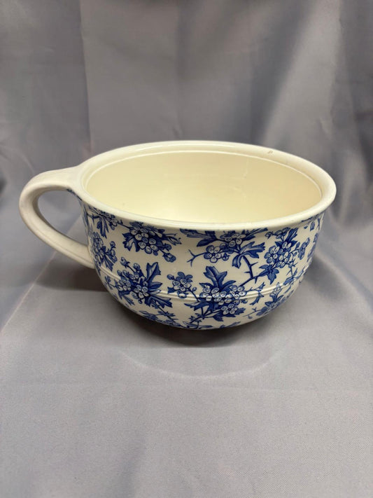 Blue & White Ceramic Potty Bed Pan Vintage Floral Print