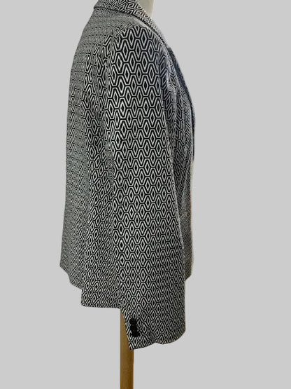 Pater Hahn Geometrical Black & White Jacket - UK 18 EU 46 - Blazer - Double Breasted