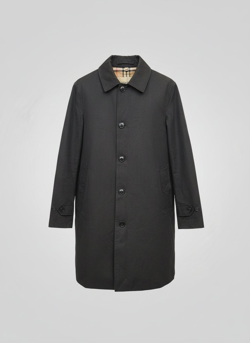 Burberry 'The Paddington' Black Jacket Size 46 Cotton-Blend Mac Trench Jacket