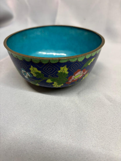 Vintage Chinese Enamel Floral Little Bowl - Small - GOOD USED CONDITION