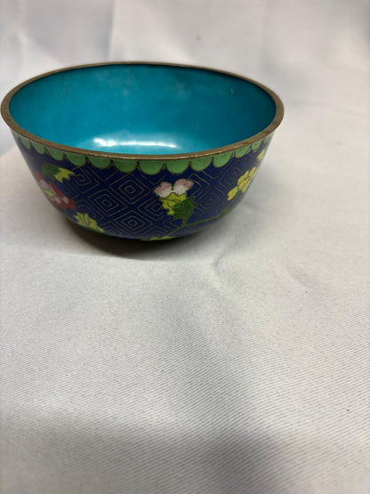 Vintage Chinese Enamel Floral Little Bowl - Small - GOOD USED CONDITION