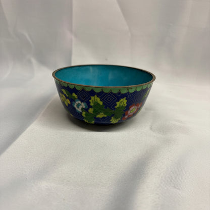 Vintage Chinese Enamel Floral Little Bowl - Small - GOOD USED CONDITION