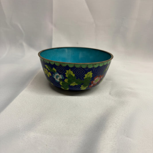 Vintage Chinese Enamel Floral Little Bowl - Small - GOOD USED CONDITION