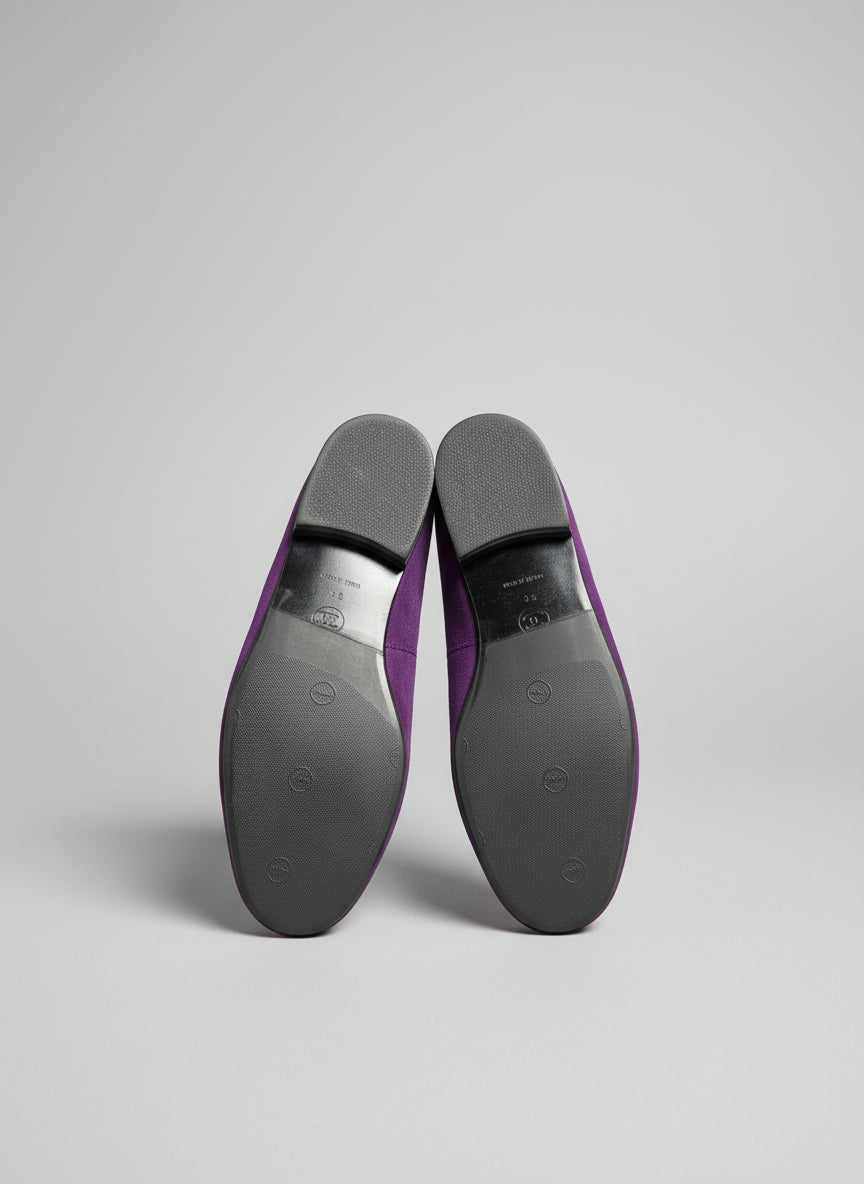 Chanel Purple Suede Loafers UK 5 EU 38 Heel Logo Shoes Flat