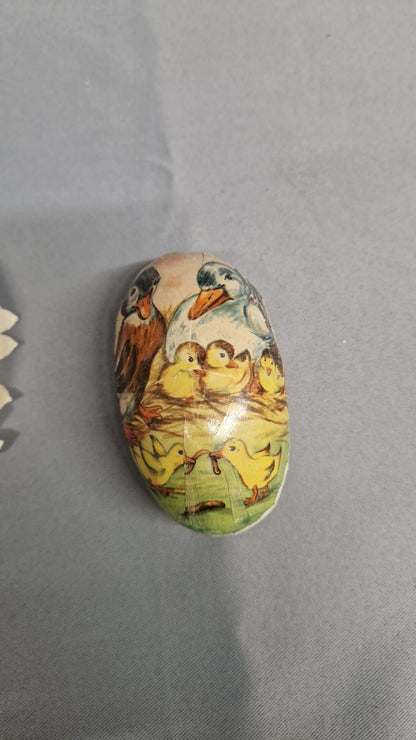 3 x Vintage German Easter Egg Shell Cases - 1930's Cardboard Ducklings Lambs