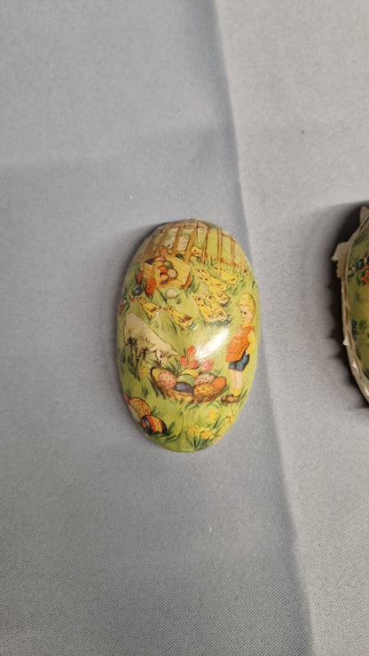 3 x Vintage German Easter Egg Shell Cases - 1930's Cardboard Ducklings Lambs