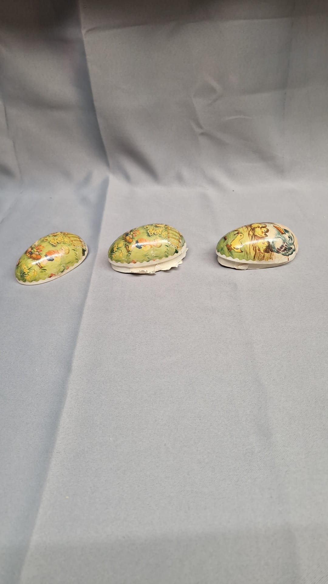 3 x Vintage German Easter Egg Shell Cases - 1930's Cardboard Ducklings Lambs