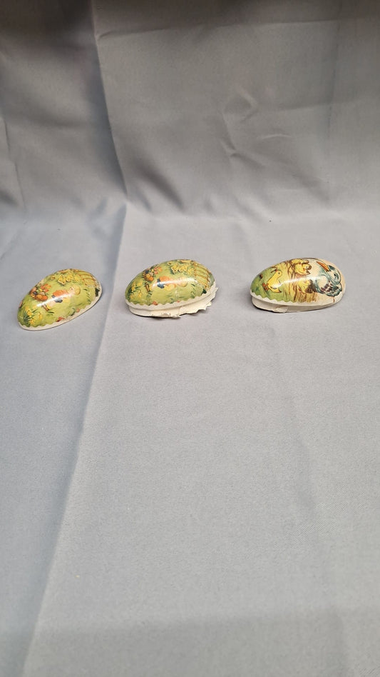 3 x Vintage German Easter Egg Shell Cases - 1930's Cardboard Ducklings Lambs
