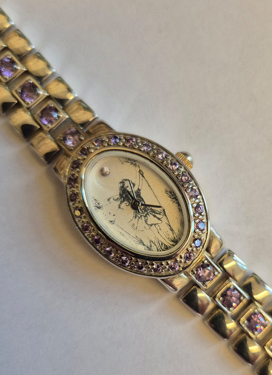 Lavender Fairy Silver 925 Vintage Watch with Amethyst Detailing