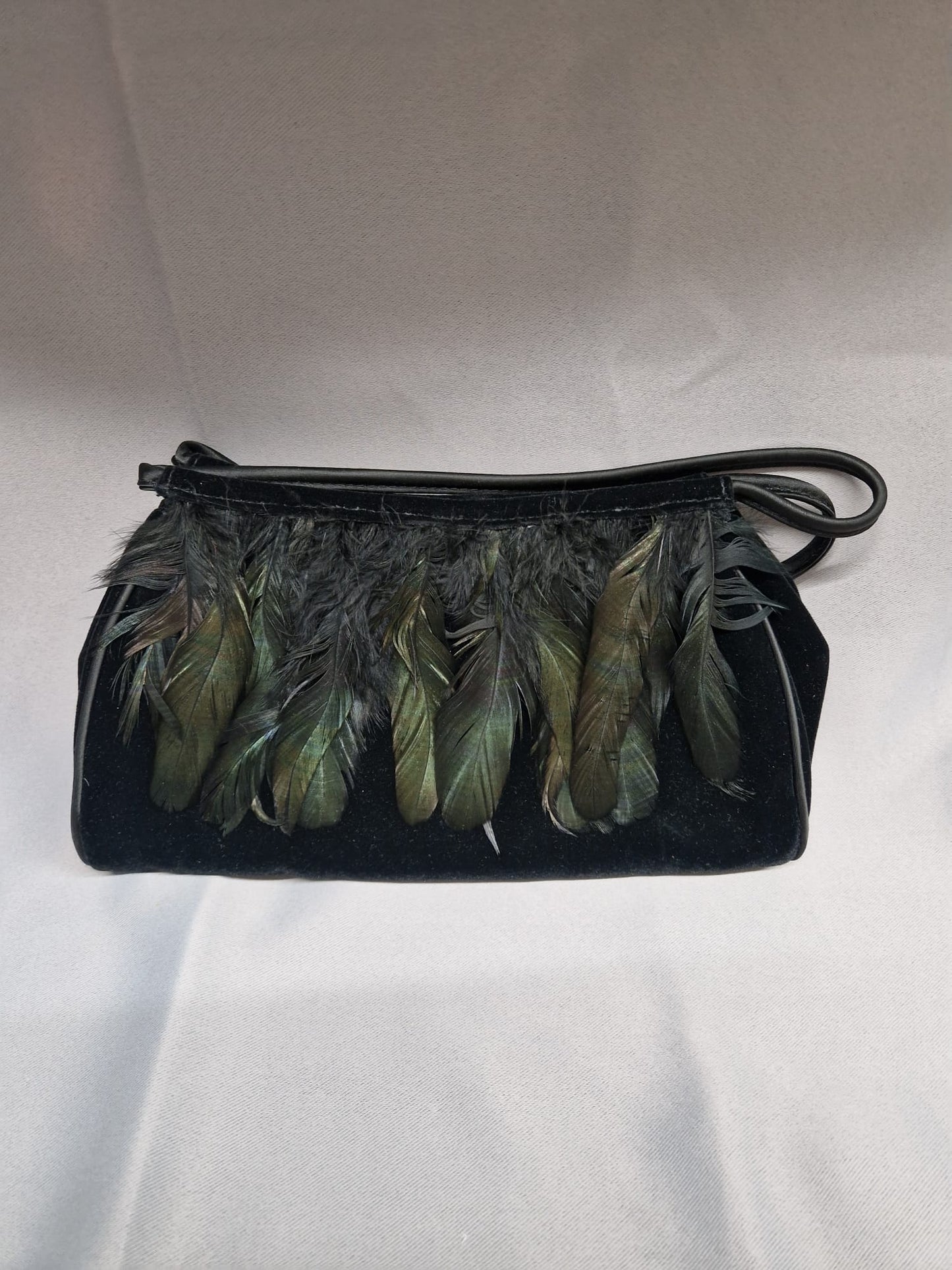 Joseph Azagury London Feathered Slip-On Heels & Matching Feathered Bag - Wedding Guest Party Set - GOOD USED CONDITION