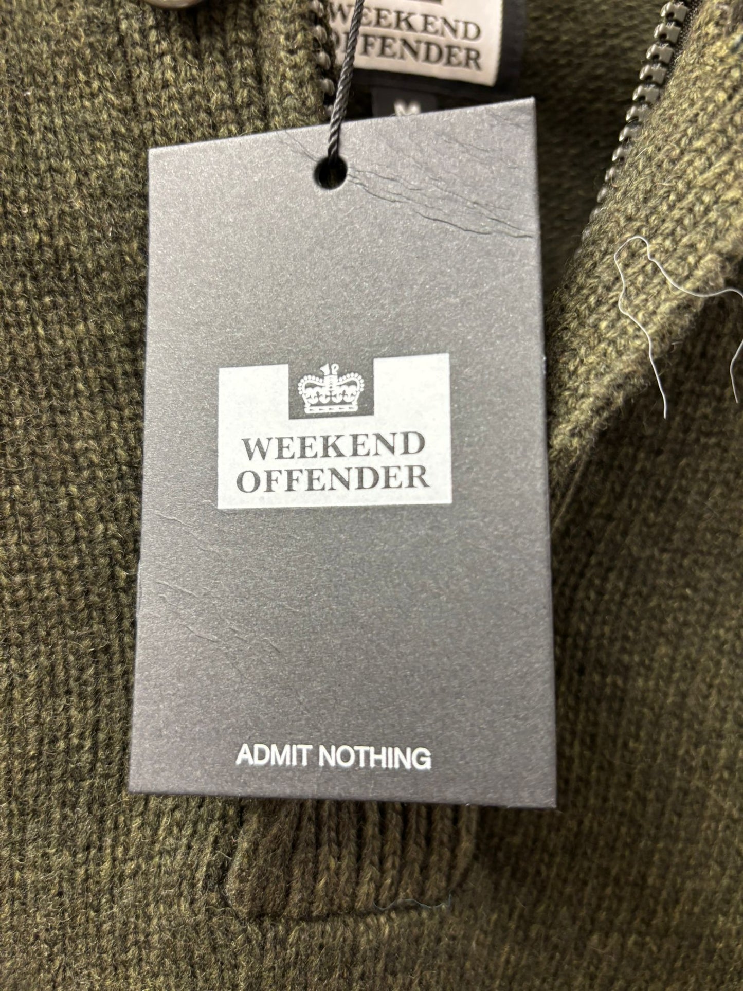 BNWT Weekend Offender Green Knitted Jumper (M) Castillos Castle Green 1/4 Button