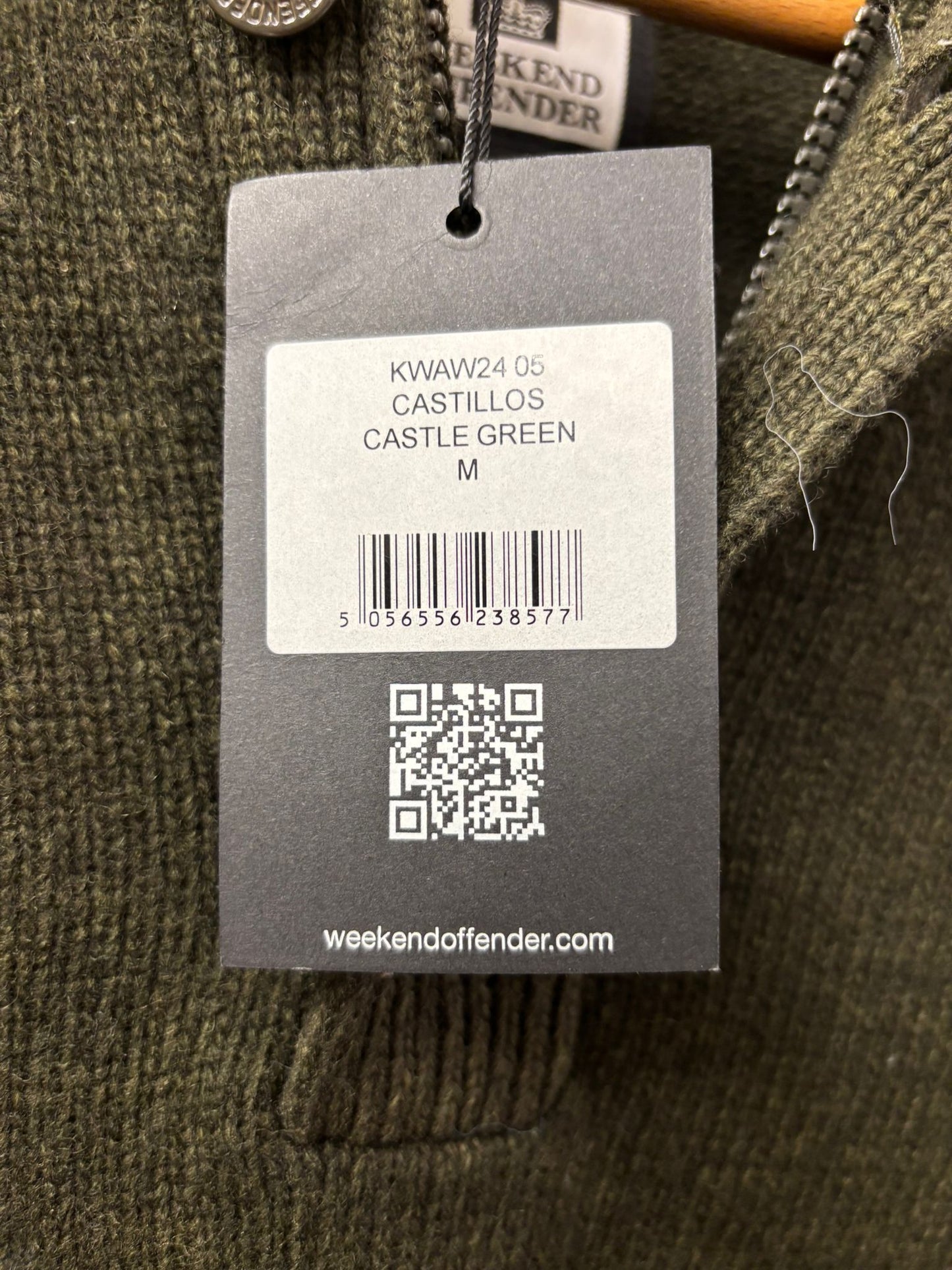 BNWT Weekend Offender Green Knitted Jumper (M) Castillos Castle Green 1/4 Button