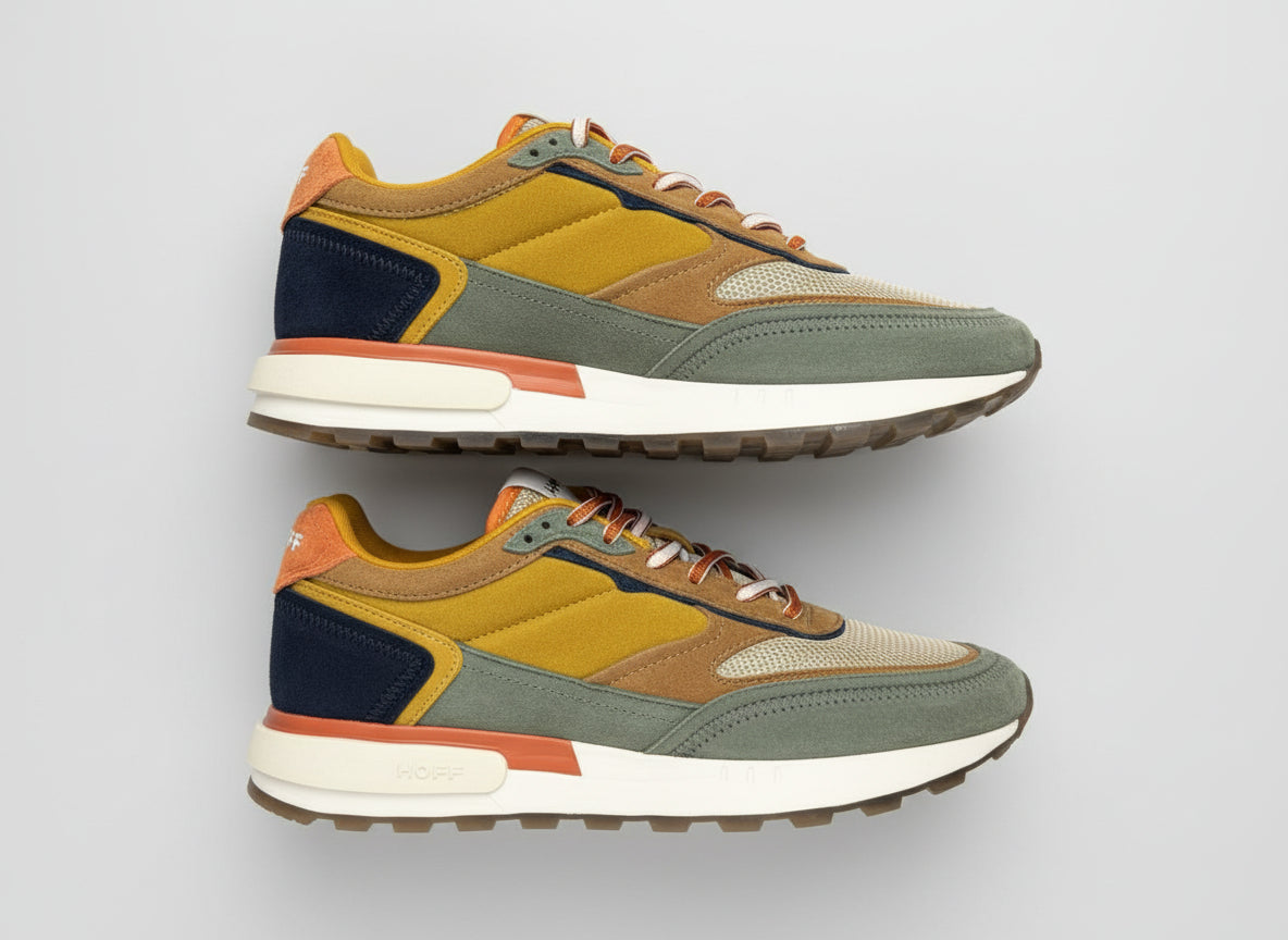 HOFF Tanzania Velvet Suede Trainers UK 6 EU 39 Yellow Green Orange