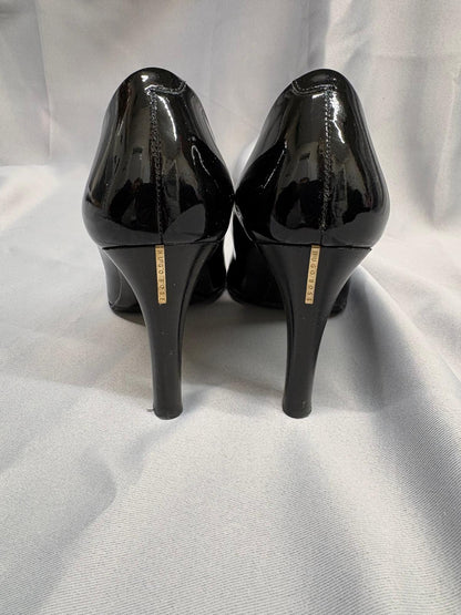 Hugo Boss Black Patent Heels UK 4 EU 37 Round-Toes Heeled Shoes - GOOD USED CONDITION