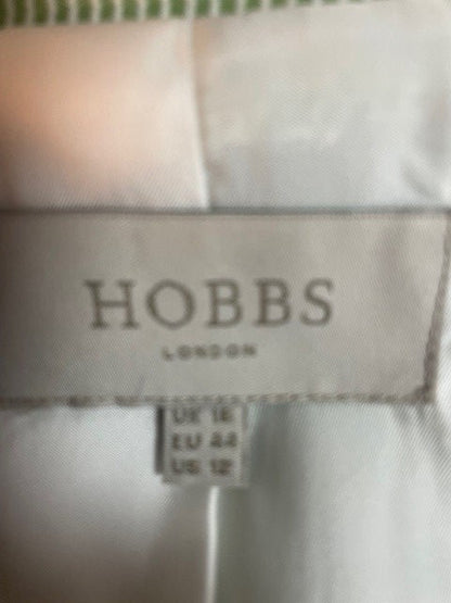 Hobbs Green & White Striped Jacket UK 16 EU 44 - Single Button Fastening Blazer - Double Breasted