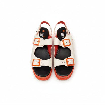 Ladies the Art Company 1821S orange leather sandals features a 60mm platform soles pre loved size 42