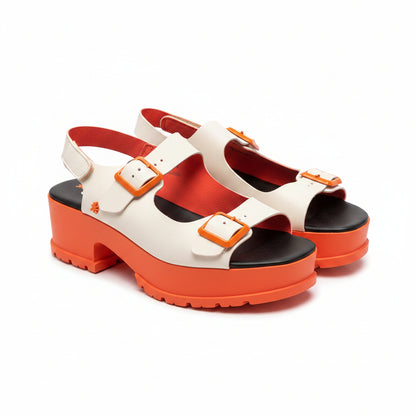 Ladies the Art Company 1821S orange leather sandals features a 60mm platform soles pre loved size 42