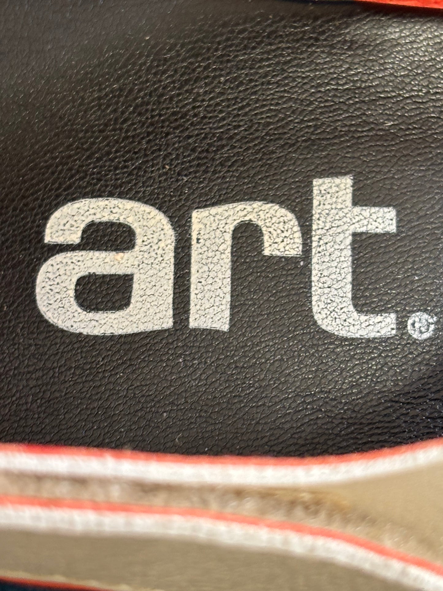 Ladies the Art Company 1821S orange leather sandals features a 60mm platform soles pre loved size 42