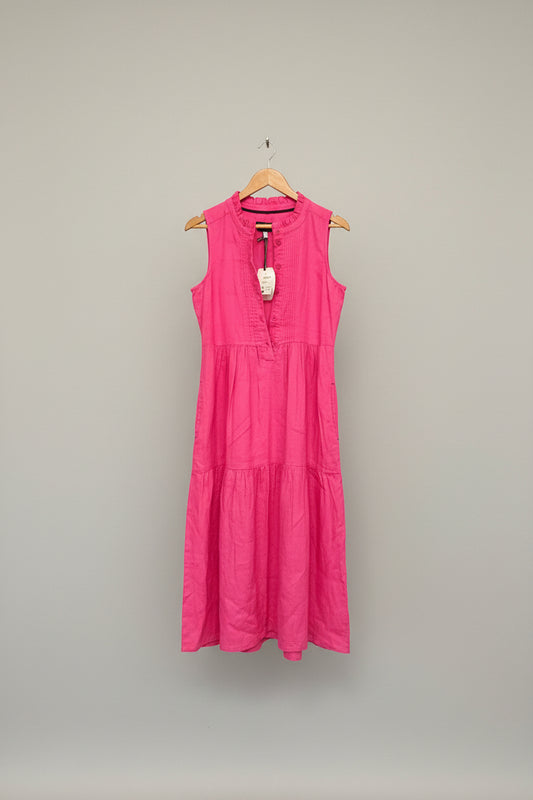 New Joules Kaykee Pink Dress - UK 8 EU 36 Pinkbee 100% Lines Maxi Dress