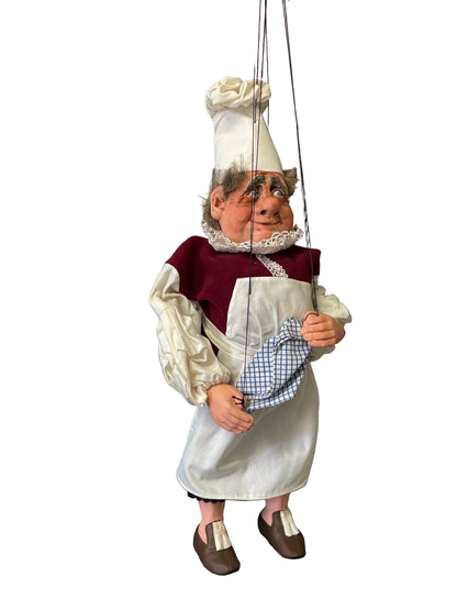 Vintage handmade marionette puppet depicting a character like a Chef pre owned