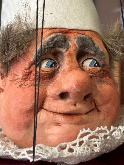 Vintage handmade marionette puppet depicting a character like a Chef pre owned