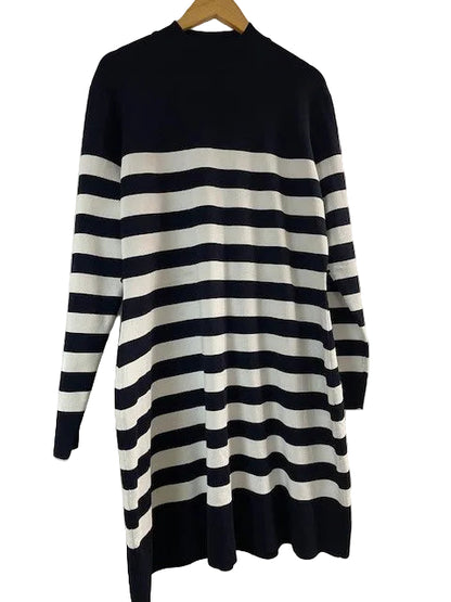 Karen Millen Dress UK 16 18 EU 44 46 Navy & White Ladies Long Sleeve Bodycon Fitted - Size XXXL Excellent Condition