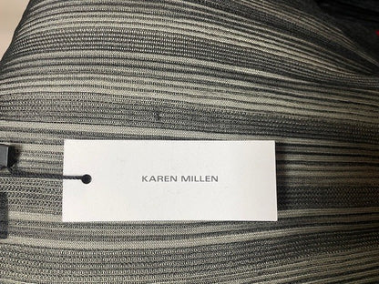 Black Karen Millen Dress Size L UK 12 14 EU 40 With Sheer Sleeves & Shoulders