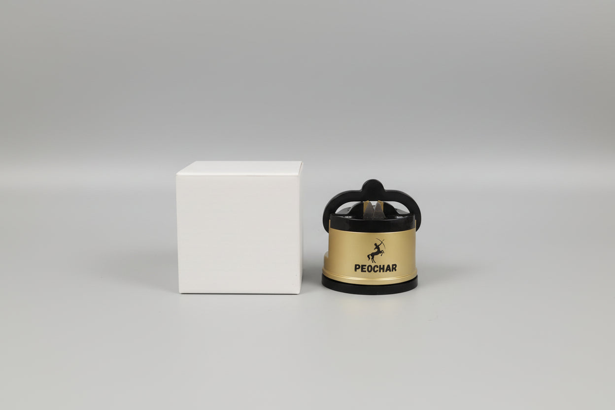 Brand New PEOCHAR Knife Sharpener - Black & Gold - Kitchen Professional - Suctioned