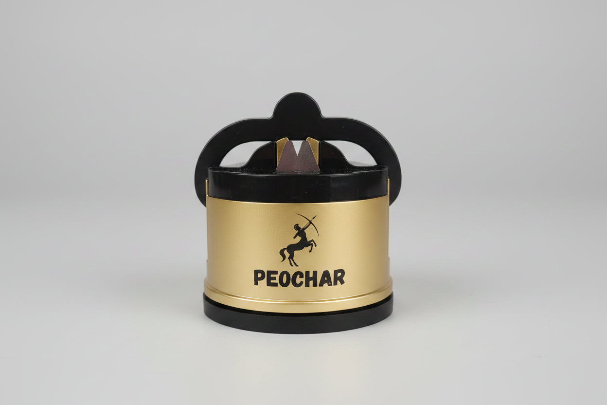 Brand New PEOCHAR Knife Sharpener - Black & Gold - Kitchen Professional - Suctioned