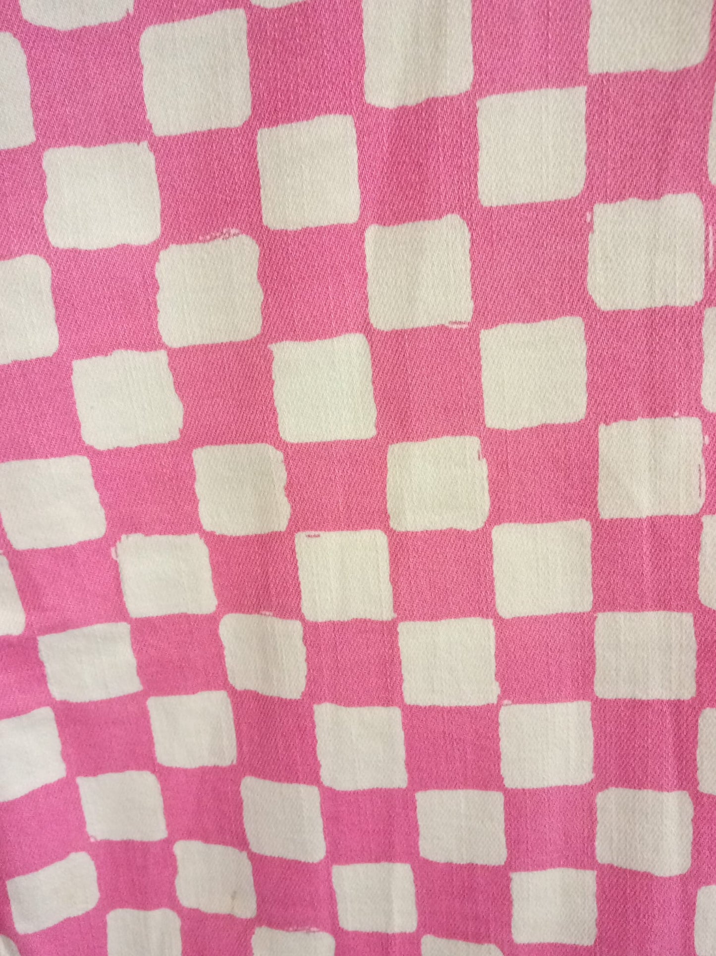 Kitri X Jessie Bush White & Pink Checked Trousers UK10 US6 - 98% Cotton 2% Elastane - Good Used Condition