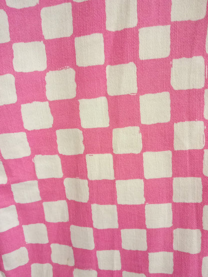 Kitri X Jessie Bush White & Pink Checked Trousers UK10 US6 - 98% Cotton 2% Elastane - Good Used Condition
