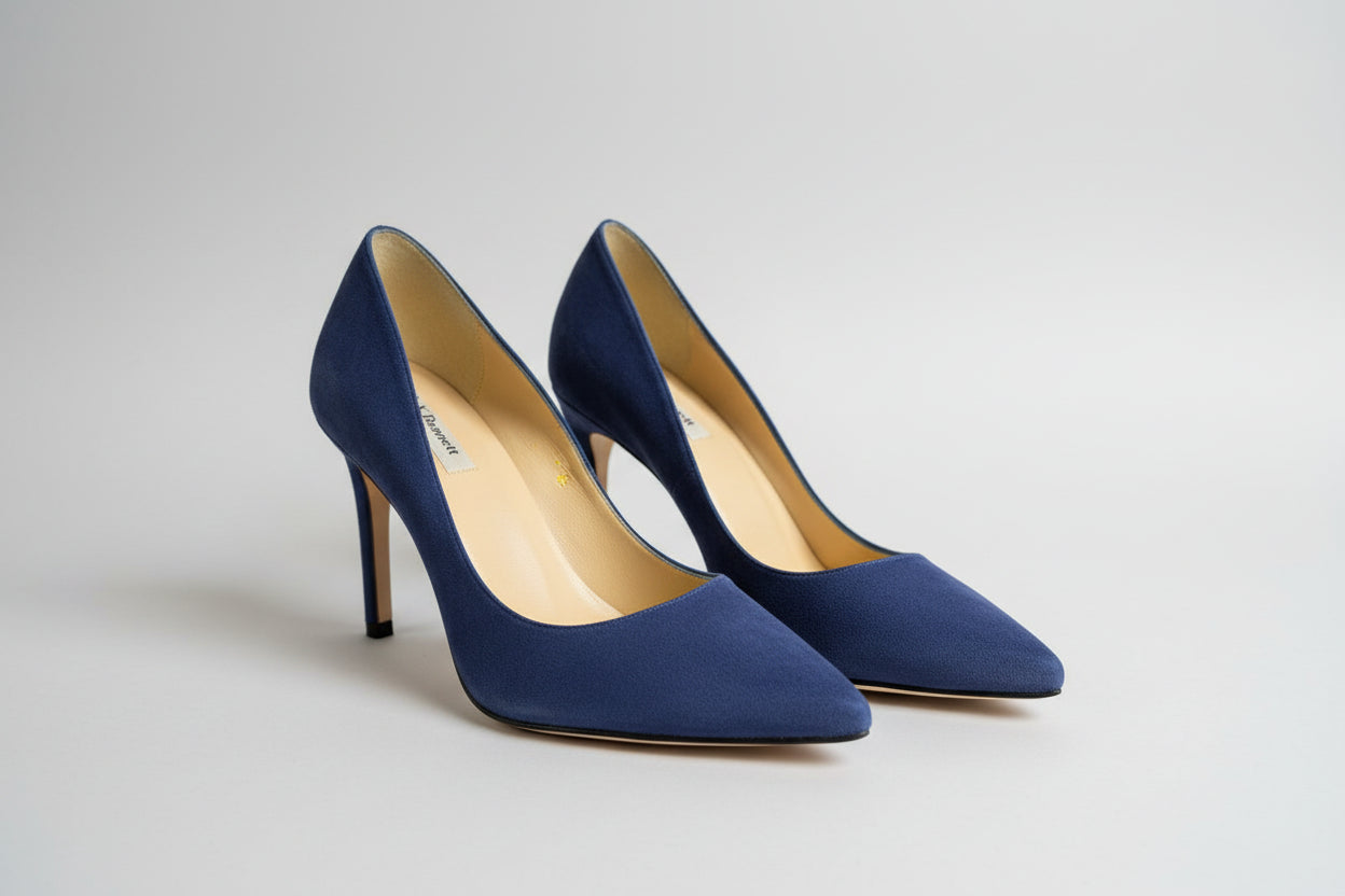 L.K. BENNETT BLUE SUEDE HEELS - GOOD USED CONDITION