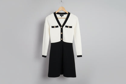 Lipsy London Knit Dress in Cream & Black - UK 8 EU 36 - Great Condition