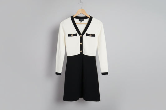 Lipsy London Knit Dress in Cream & Black - UK 8 EU 36 - Great Condition