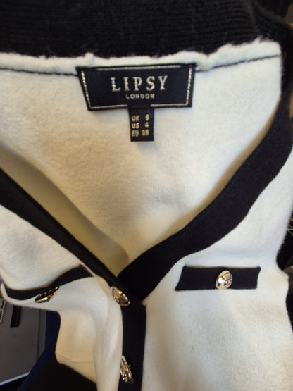 Lipsy London Knit Dress in Cream & Black - UK 8 EU 36 - Great Condition