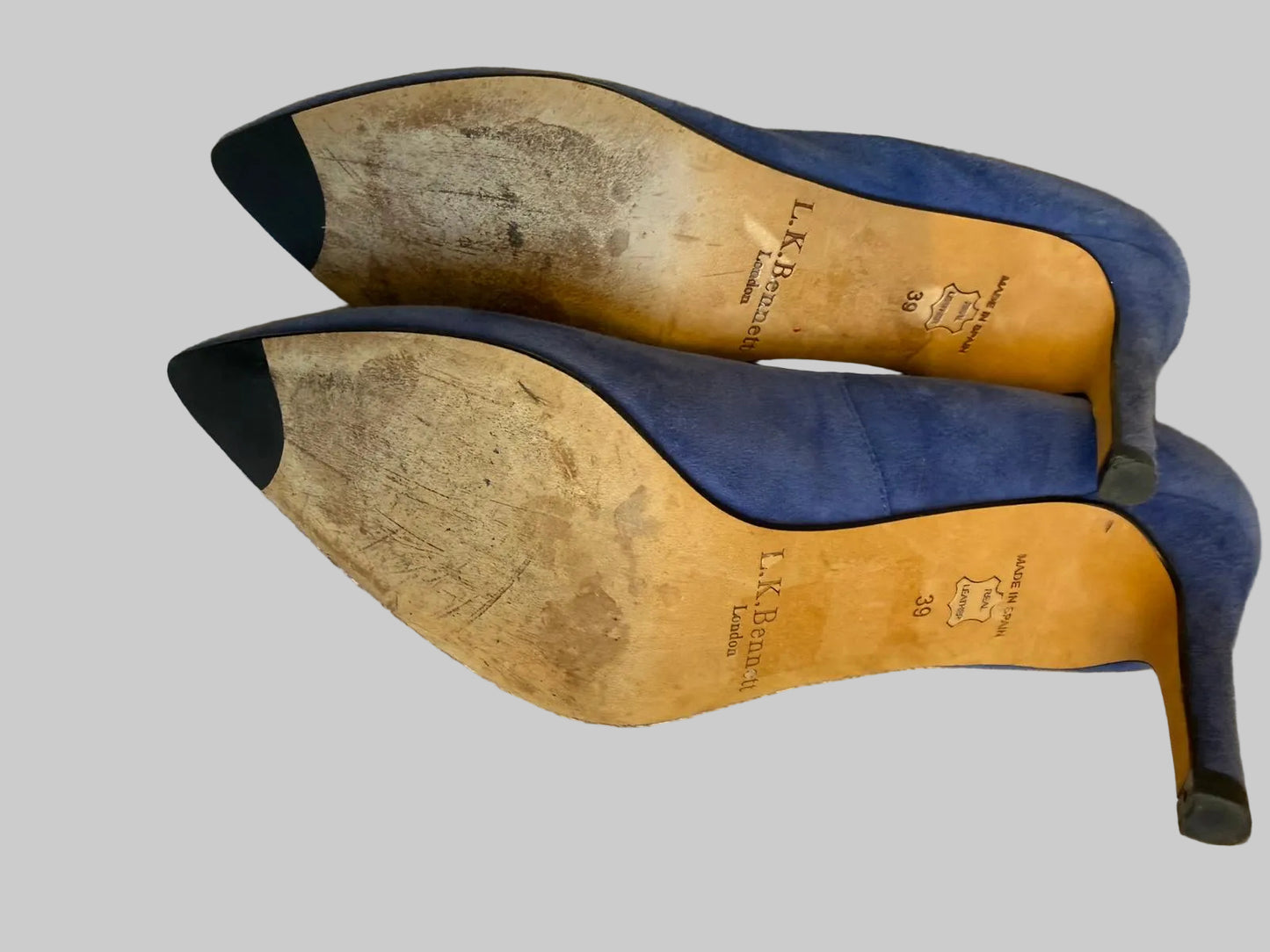 L.K. BENNETT BLUE SUEDE HEELS - GOOD USED CONDITION