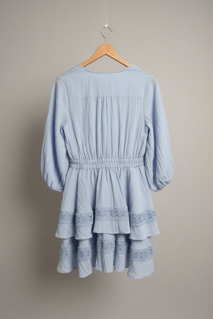 Maje Ladies Dress - UK 8 EU 36 - Light Blue Ruffle Frill Boho Hippie