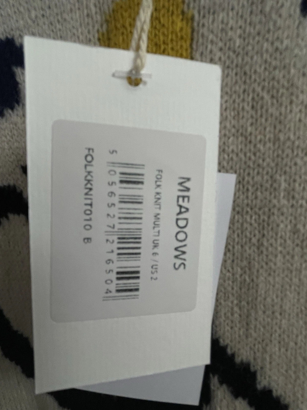 BNWT MEADOWS Jacquard-Knit Wool Sweater UK 6 EU 34 Cream Abstract Print New