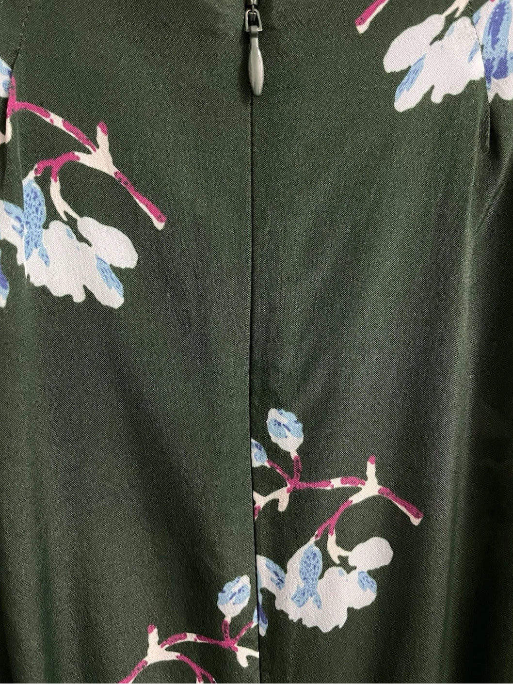 MAJE Green Floral Dress UK 10 EU 38 Pleat Swing Tea Dress Silk-Blend