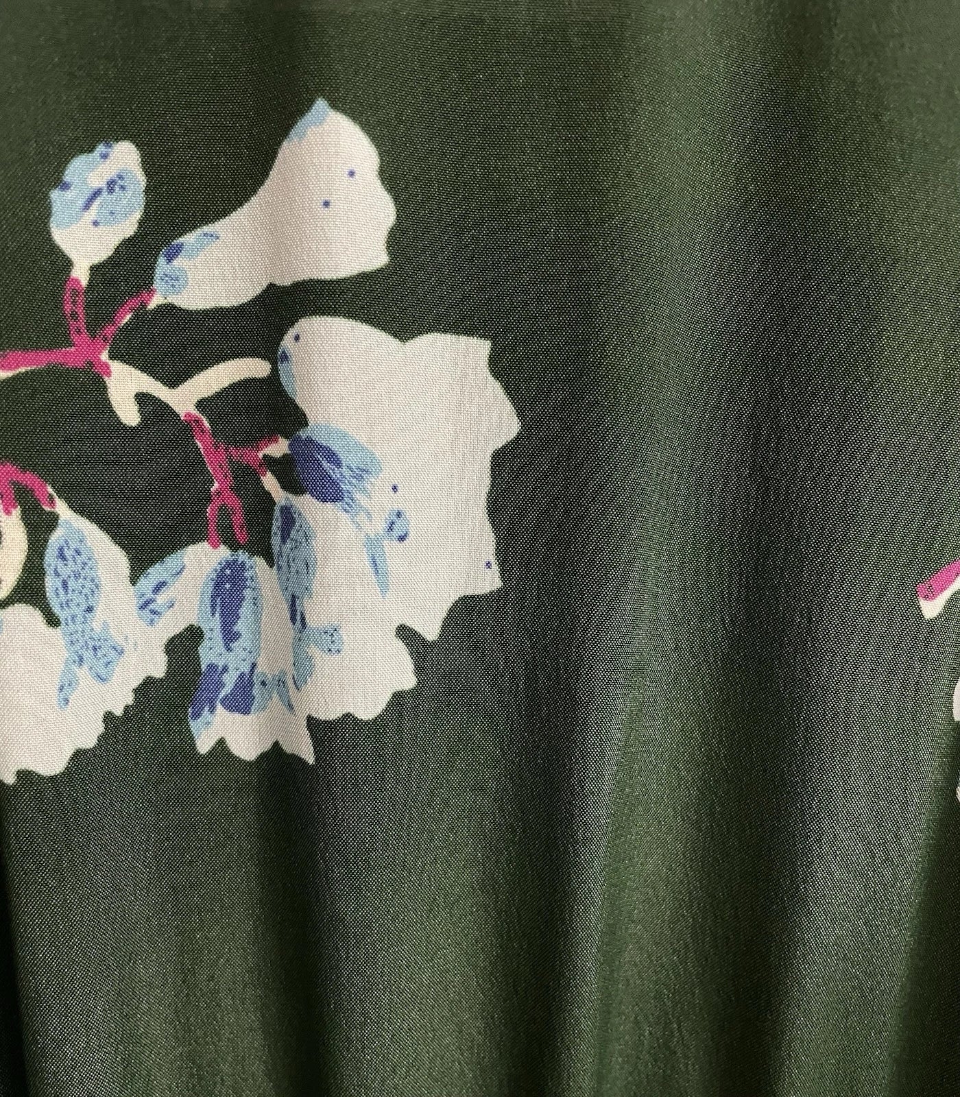 MAJE Green Floral Dress UK 10 EU 38 Pleat Swing Tea Dress Silk-Blend